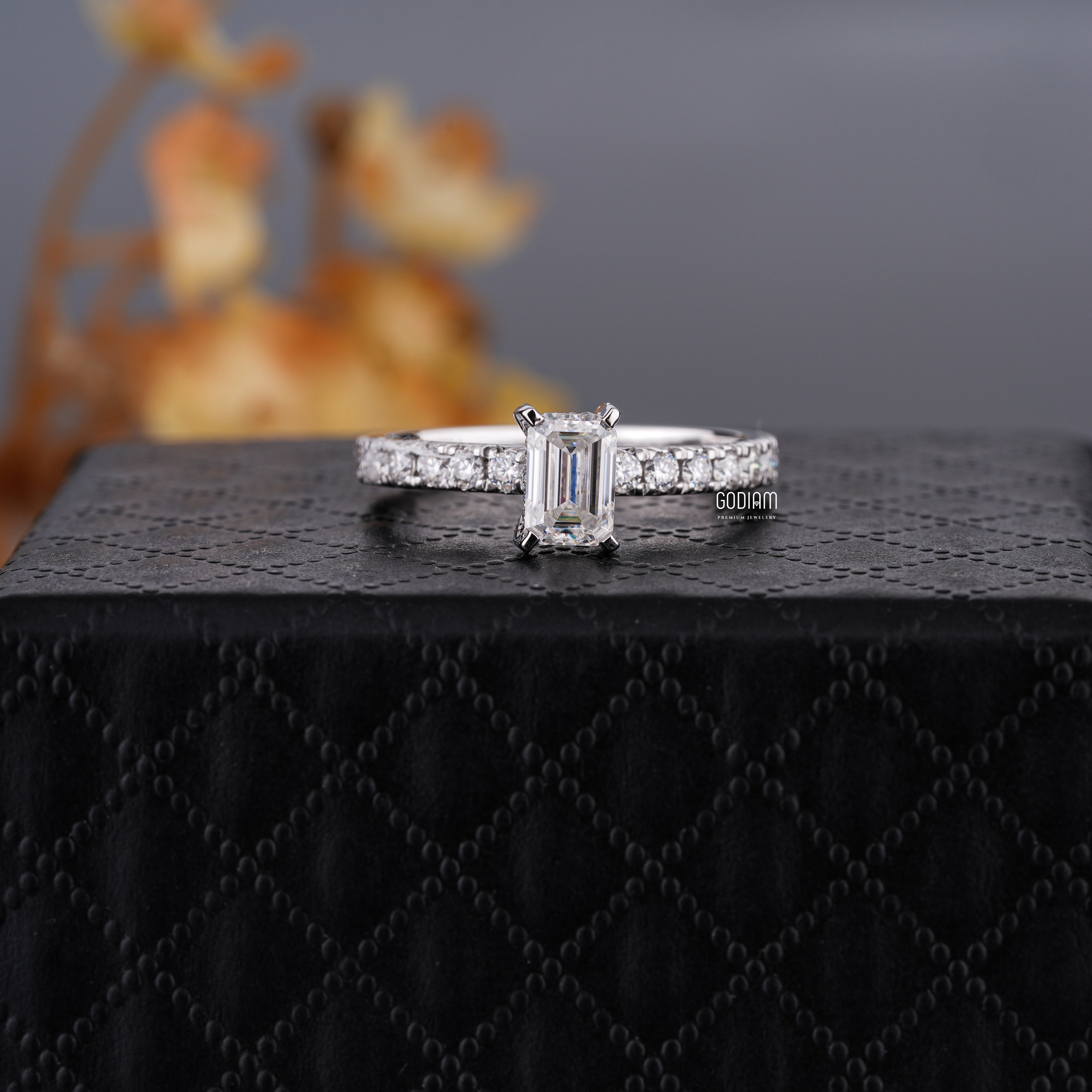 Emerald-Cut Radiance Silver Engagement Ring