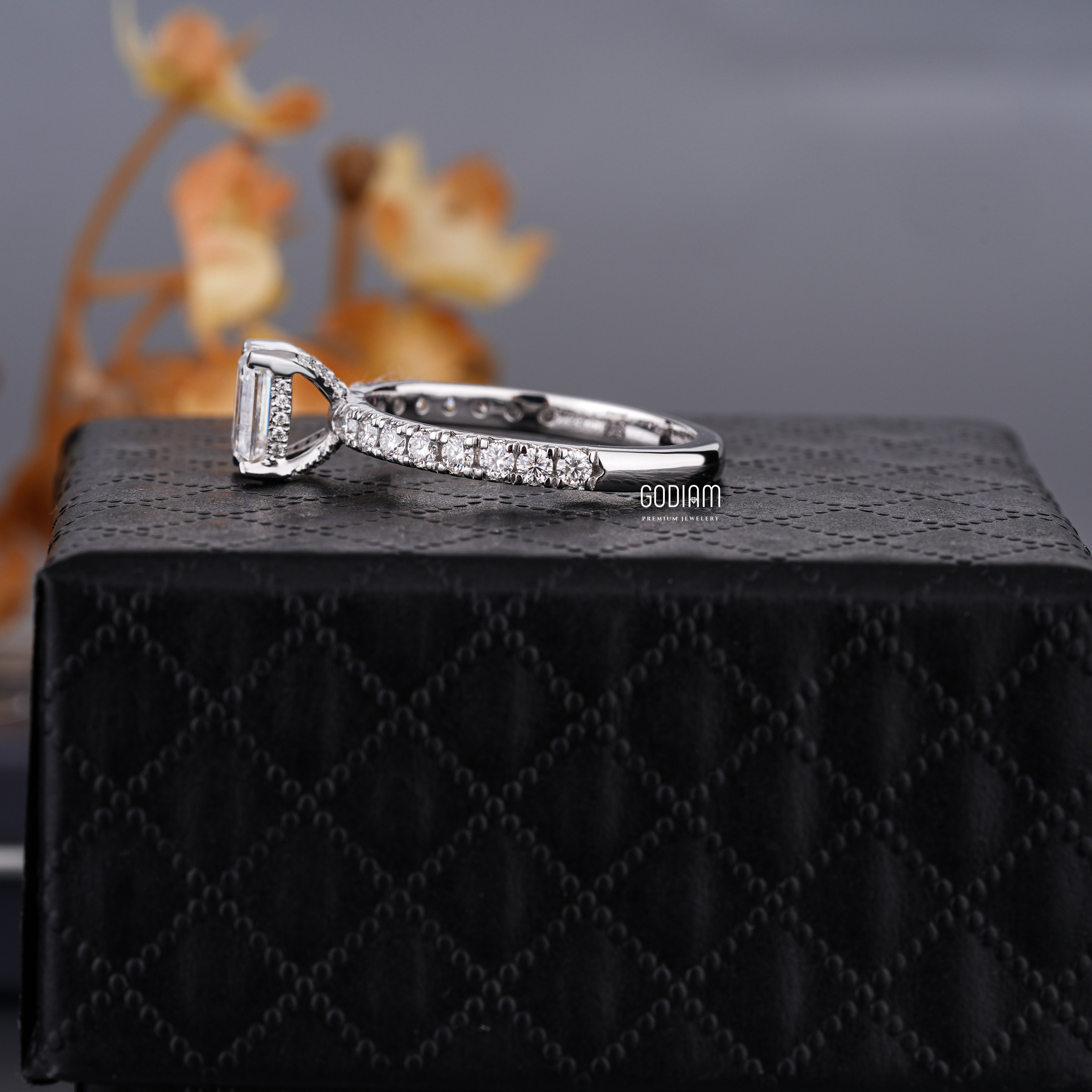 Emerald-Cut Radiance Silver Engagement Ring