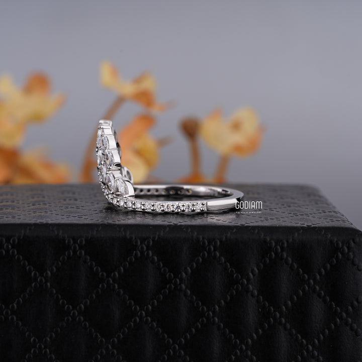 Crescent Bloom Silver Statement Ring