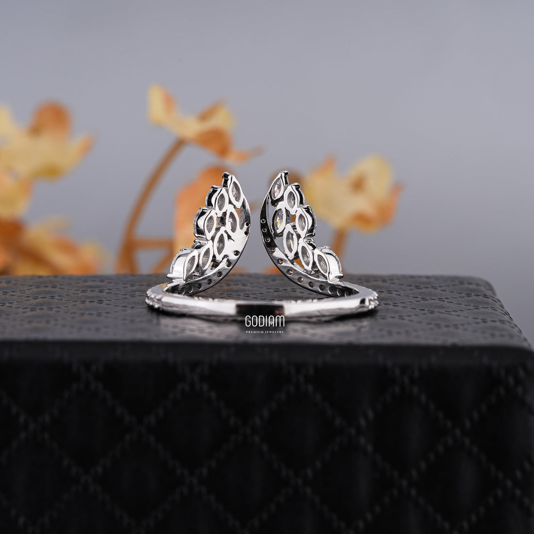 Crescent Bloom Silver Statement Ring