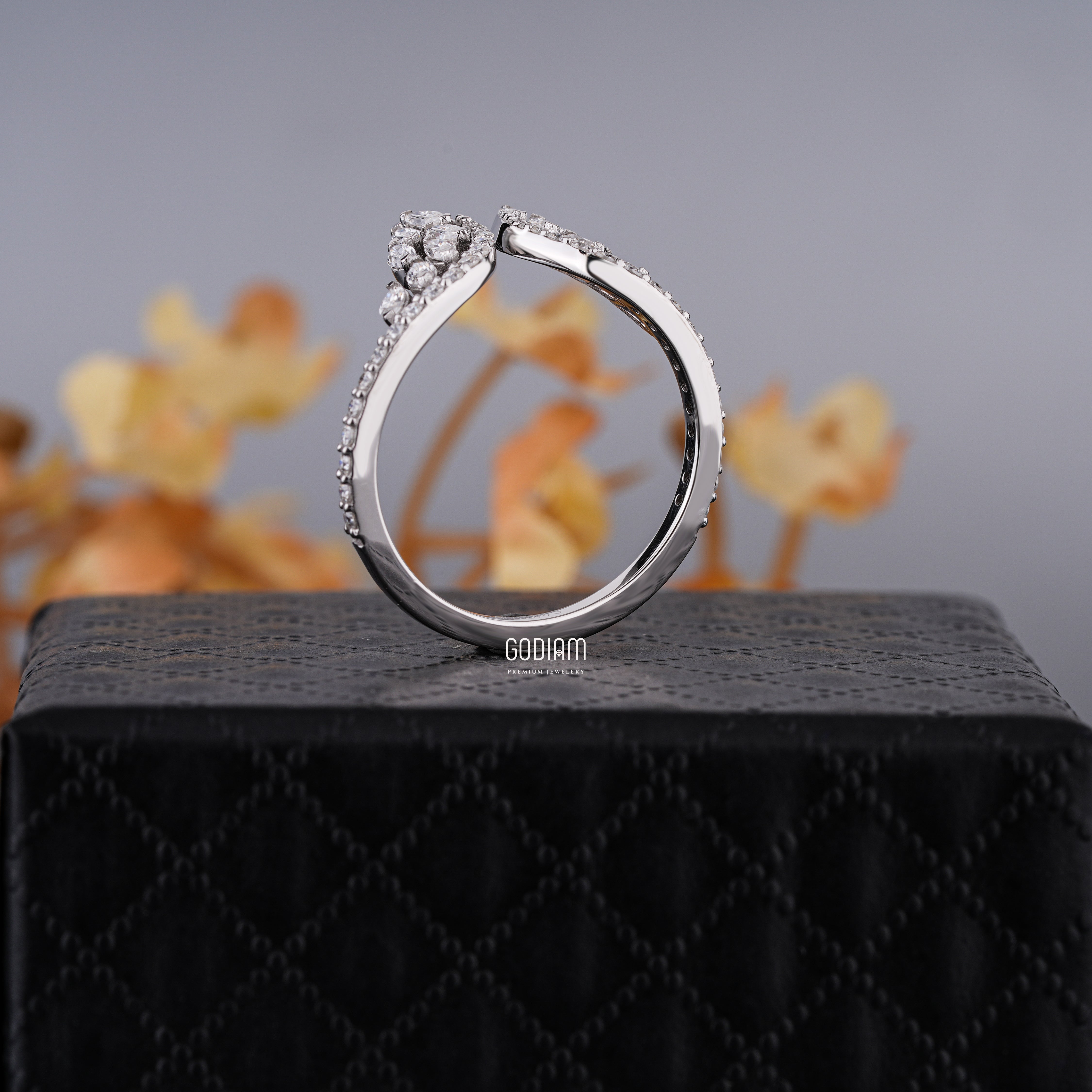 Crescent Bloom Silver Statement Ring