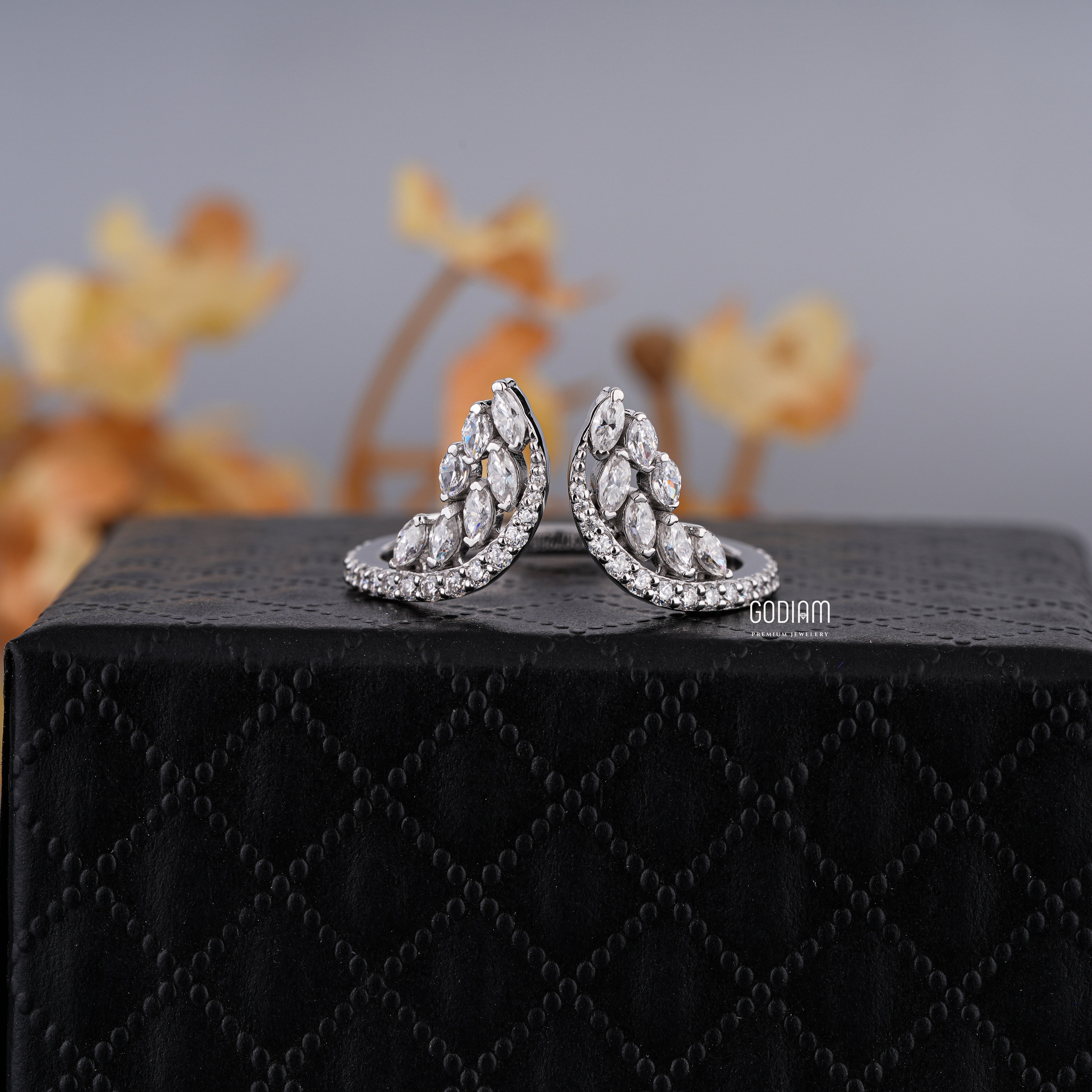 Crescent Bloom Silver Statement Ring